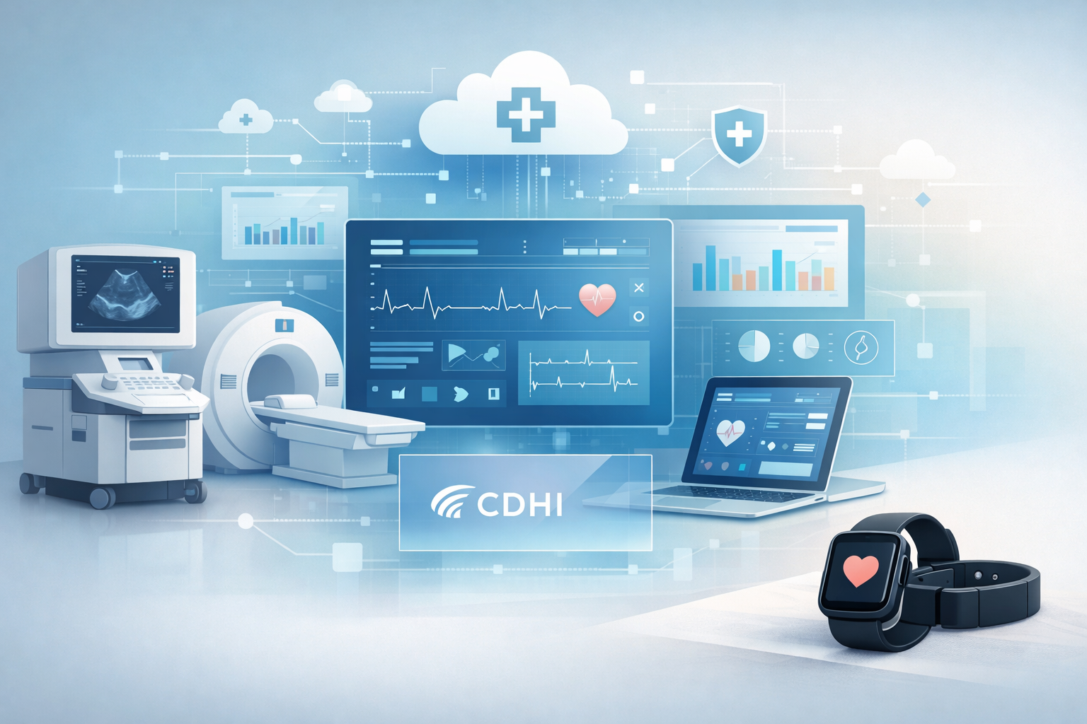 Digital health innovation and research visualization representing CDHI's mission to advance healthcare through technology and evidence-based practices in Ethiopia